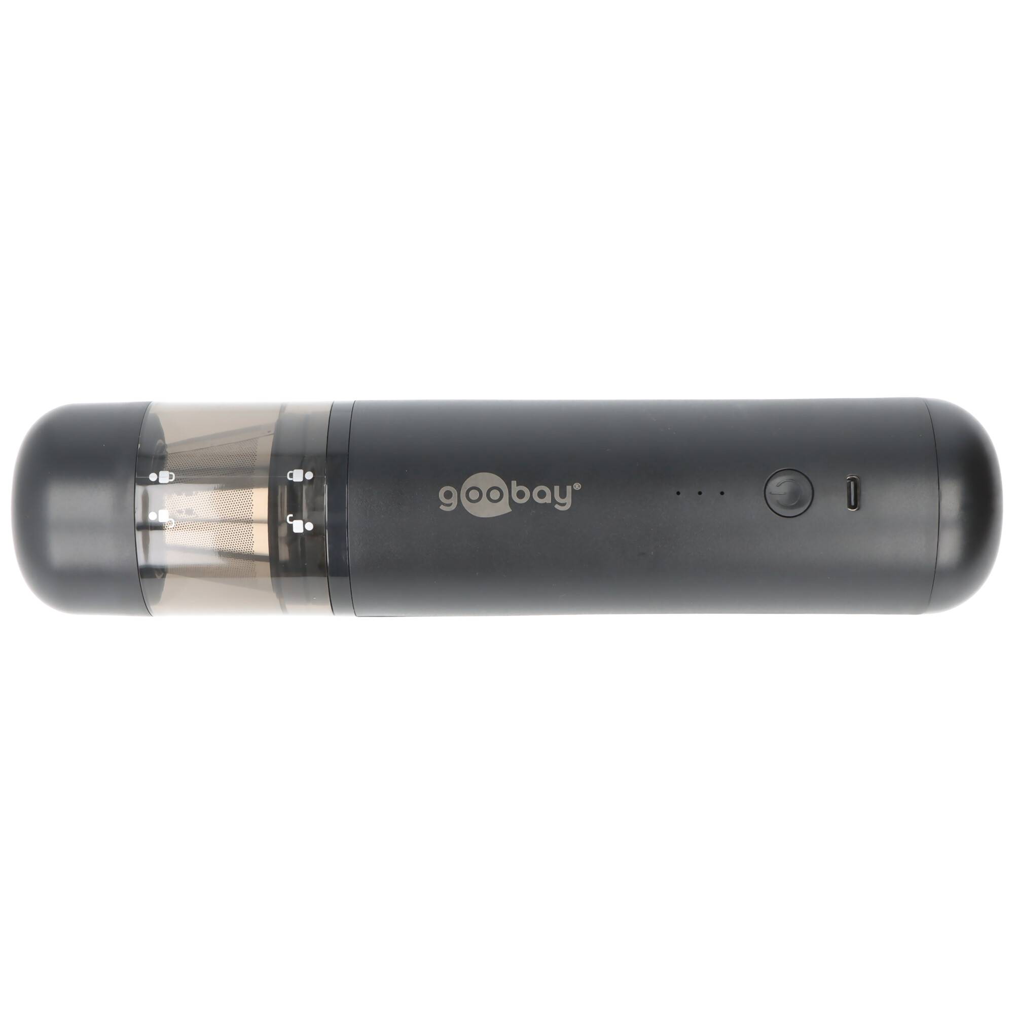 Goobay Mini Akku-Handstaubsauger Superior (schwarz) 120 W mit USB-C, Gebläsefunktion und Zubehör