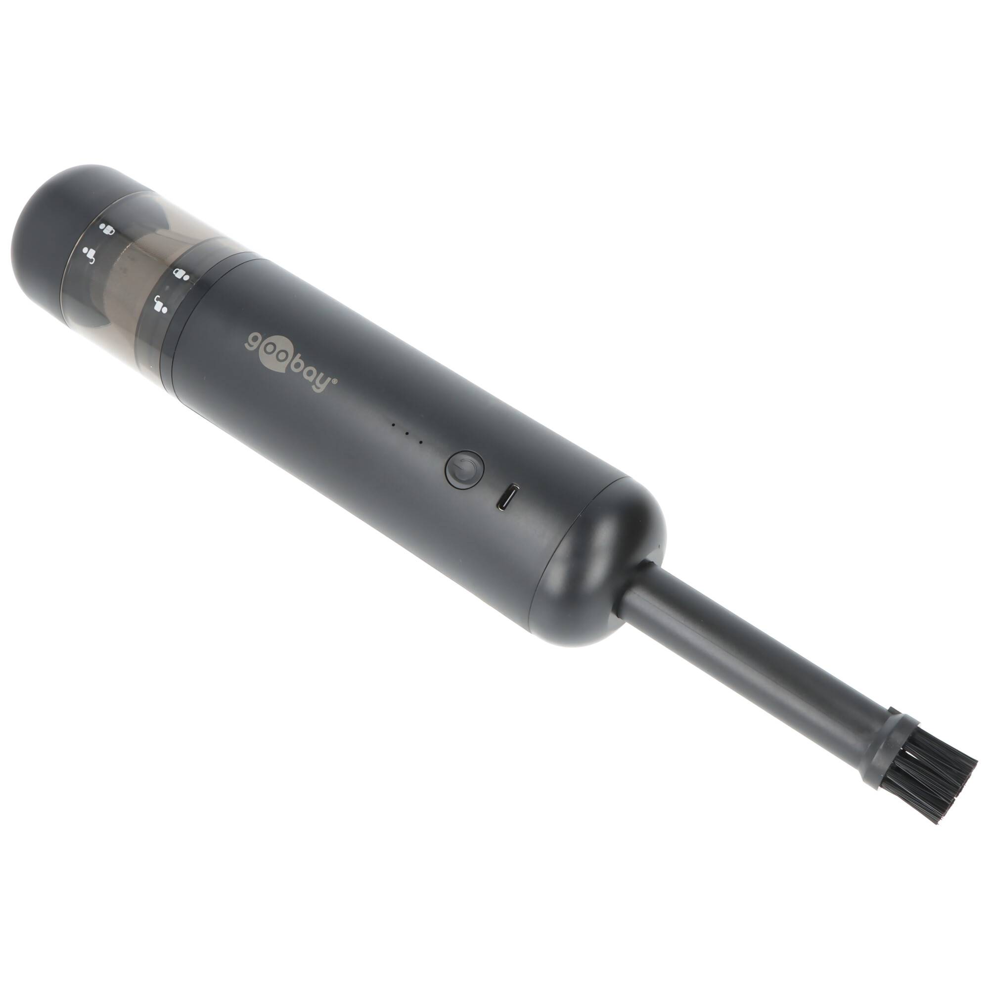 Goobay Mini Akku-Handstaubsauger Superior (schwarz) 120 W mit USB-C, Gebläsefunktion und Zubehör