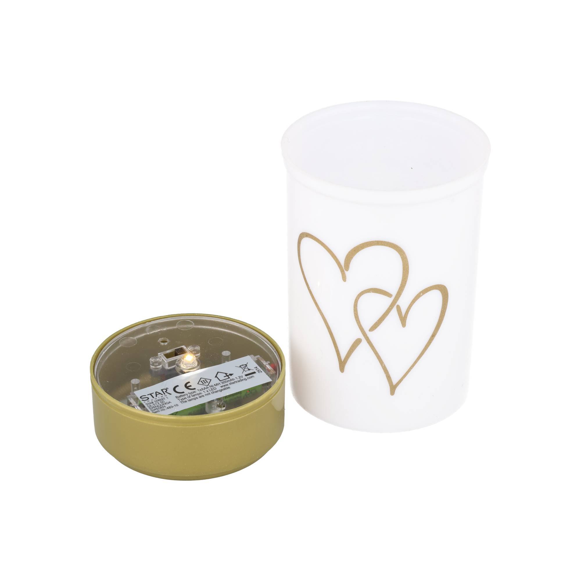 Solar-LED-Grablicht Hearty weiß – Warmweißes Grablicht mit Flackereffekt, mit Akku und Erdspieß