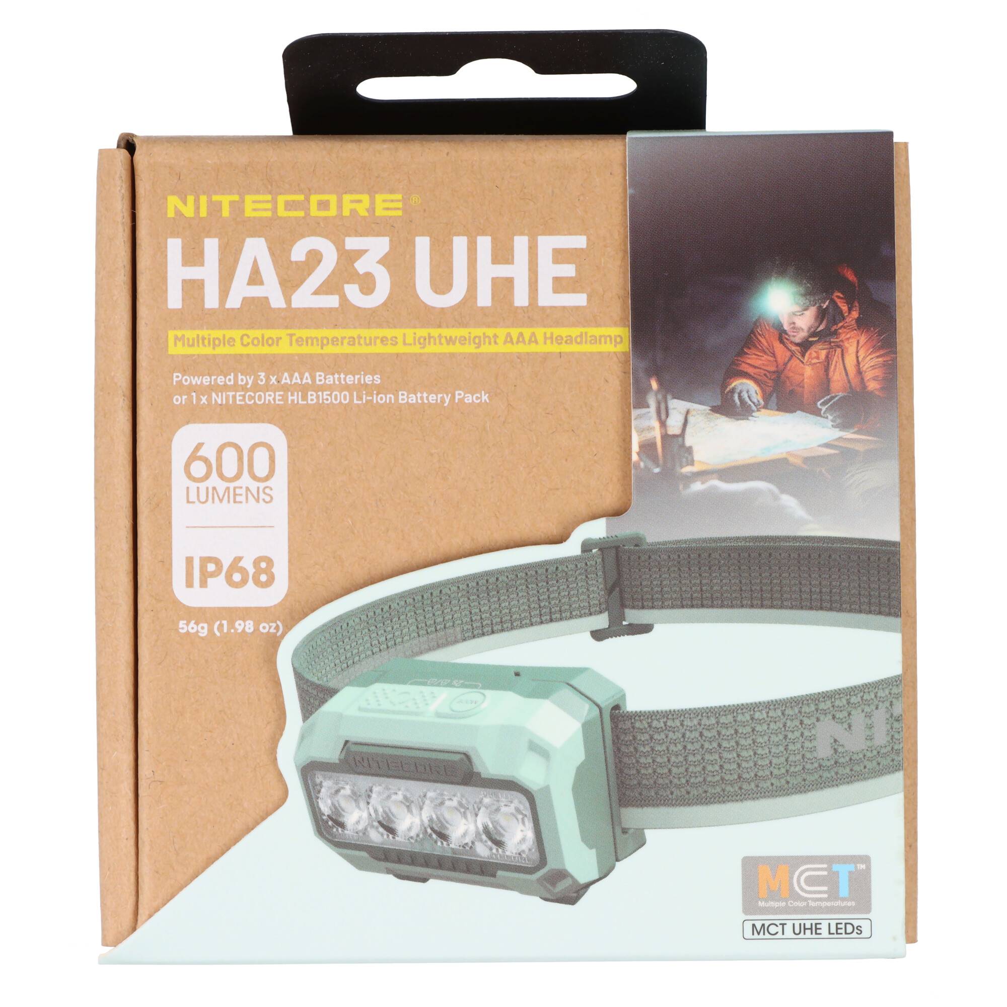 Nitecore HA23 UHE LED-Stirnlampe, 600 Lumen, 132 Meter Leuchtweite, 4 Lichtquellen und 2 Energieoptionen grün