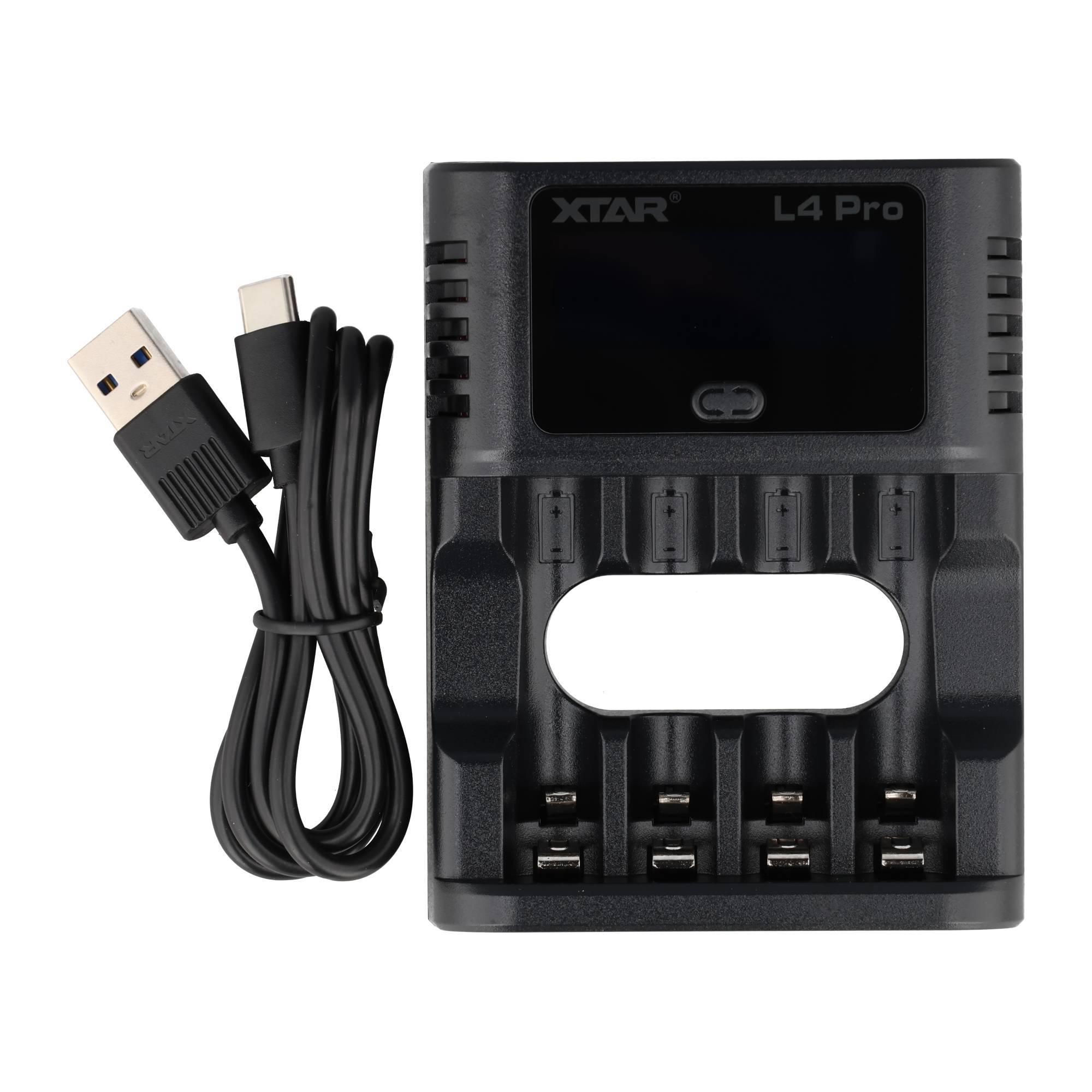 XTAR L4 Pro Akku Ladegerät – für Li-Ion 1,5V & NiMH/NiCd 1,2V AA/AAA Akkus, lädt Ihre Akkus präzise & sicher!