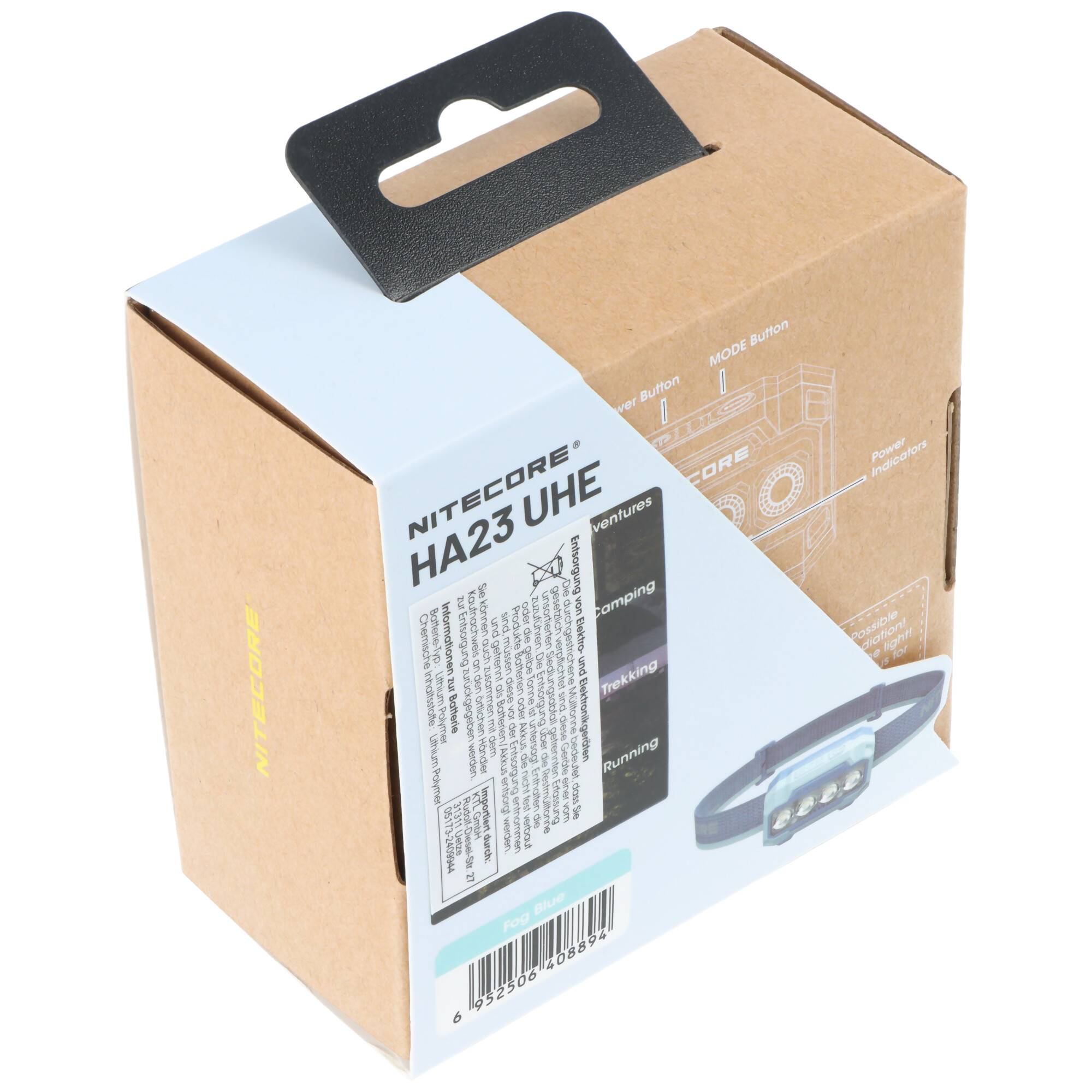 Nitecore HA23 UHE LED-Stirnlampe, 600 Lumen, 132 Meter Leuchtweite, 4 Lichtquellen und 2 Energieoptionen blau