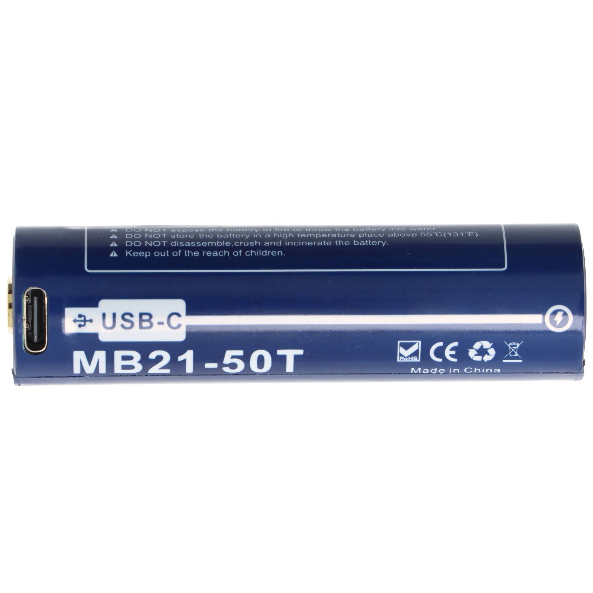 21700 Li-ion Akku 5000mAh, 21750, USB-C, max. Entladestrom 25A, 76,8 x 21,2mm