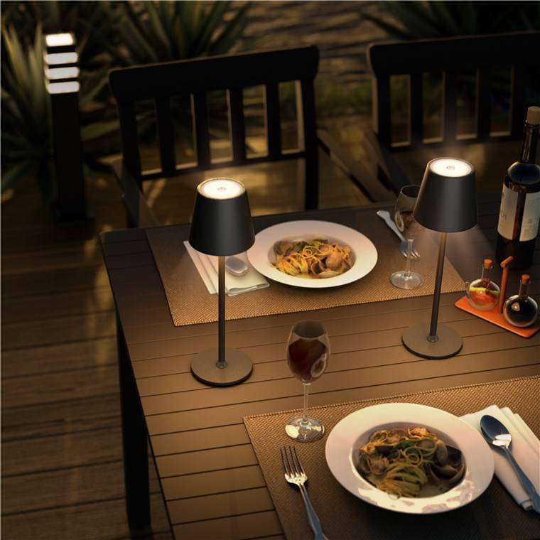 Kabellose LED-Tischleuchte, Höhe 37cm, mit Touch-Steuerung, warmweiß, schwarz