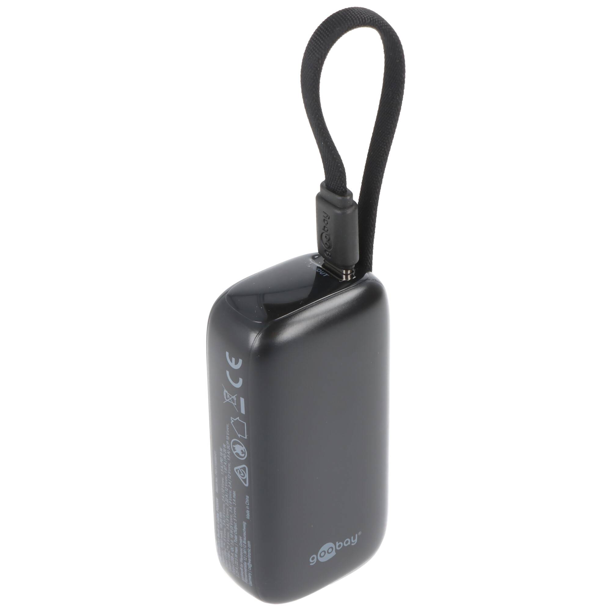 Goobay Powerbank 20.000 mAh mit integriertem USB-C™-Kabel