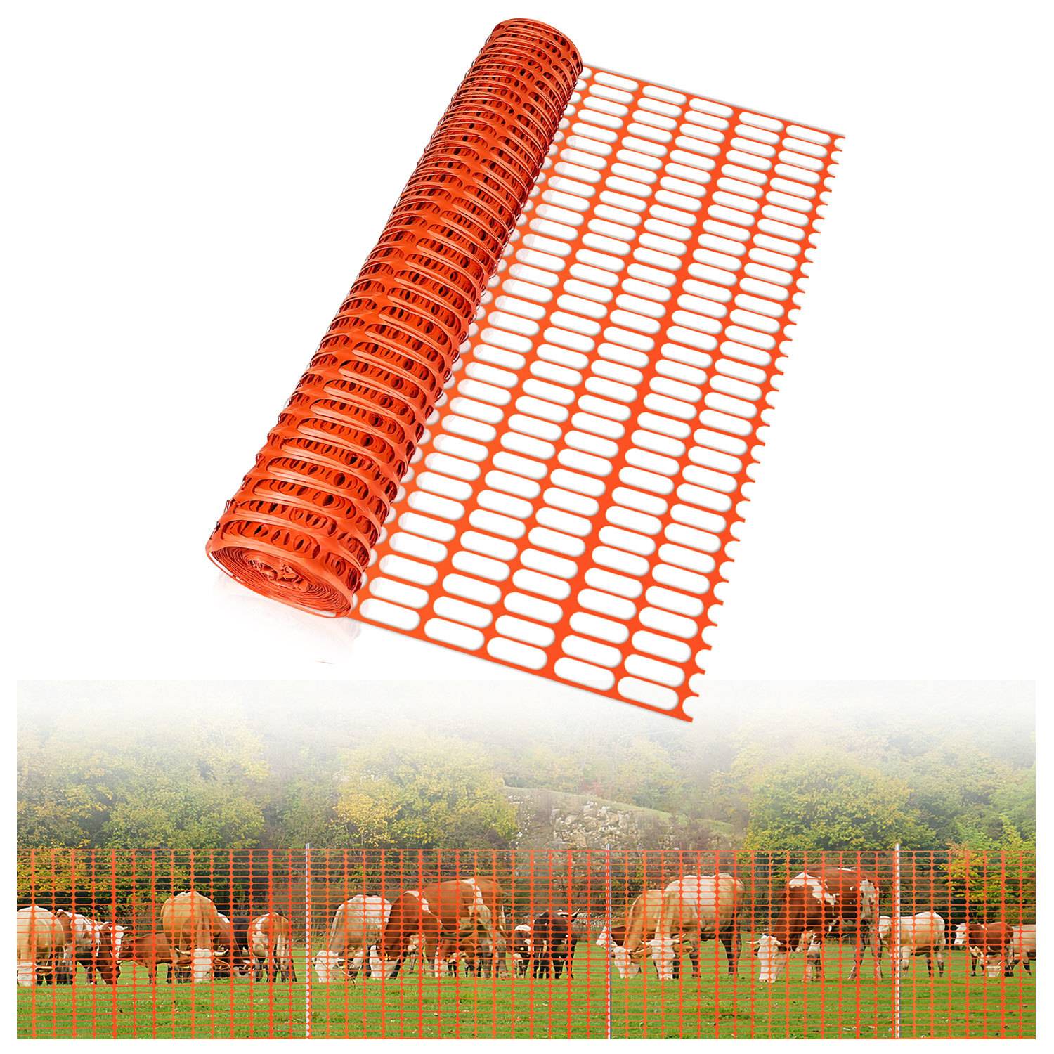 2 Stück Absperrzaun Bauzaun Warnnetz Sicherheitszaun mobiles Netz Kunststoff Fangzaun Hühnerzaun Geflügelzaun-1x30m orange