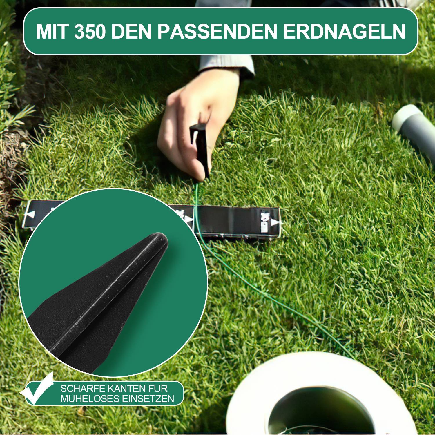 Begrenzungskabel Set 500m Rasenroboter mit 1750 Erdnägel + 60 Kabelverbinder für Mähroboter