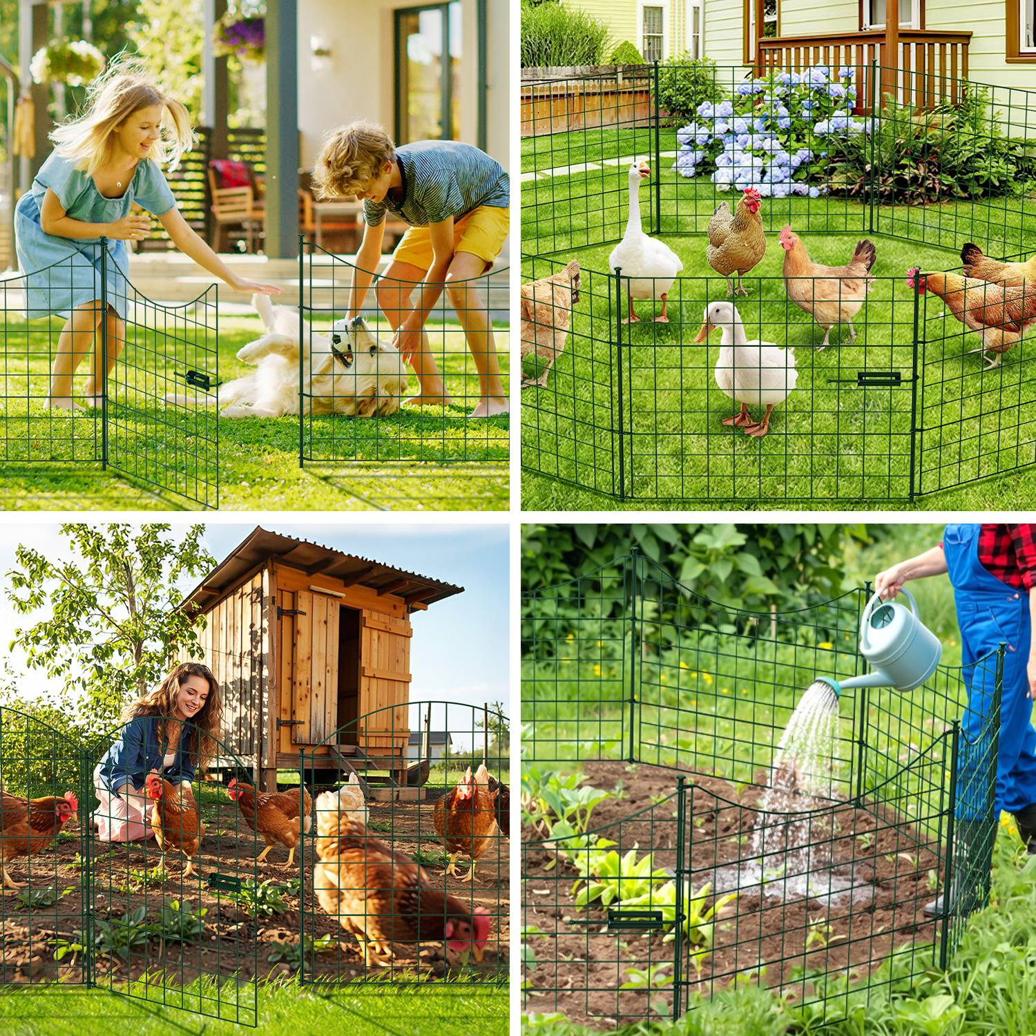 15X Teichzaun Metallzaun Zaunelementen Unterbogen Garden Gartenzaun Gartentor Zaun Oberbogen Grün