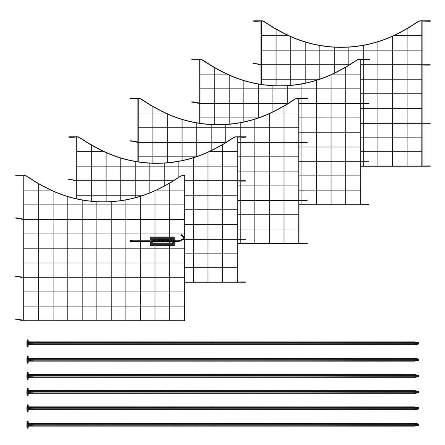 15X Teichzaun Metallzaun Zaunelementen Unterbogen Garden Gartenzaun Gartentor Zaun Unterbogen Schwarz