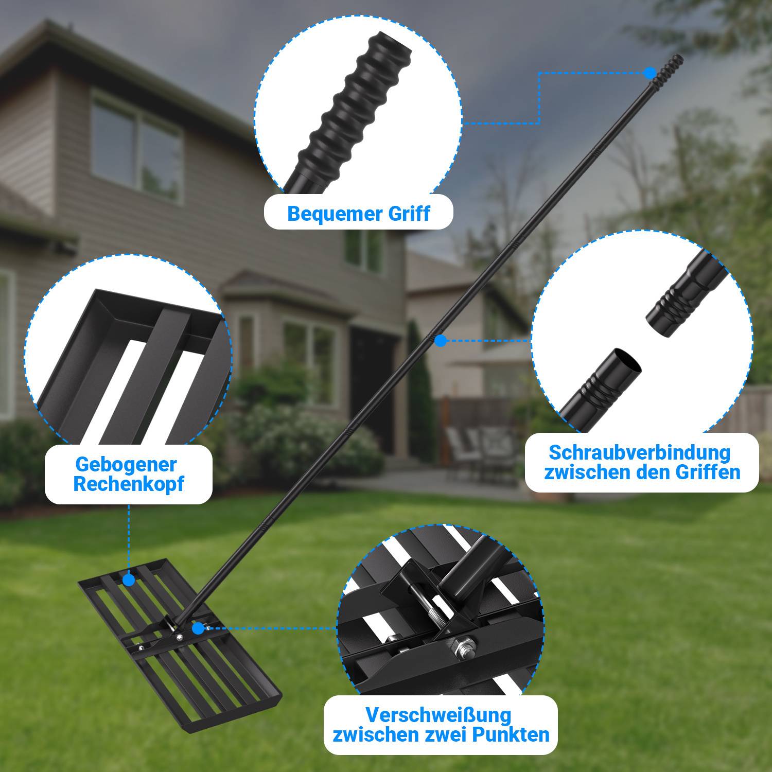 Rasen Rakel 75x25cm Abziehschiene Abziehleiste Abziehbrett Rasenabzieher