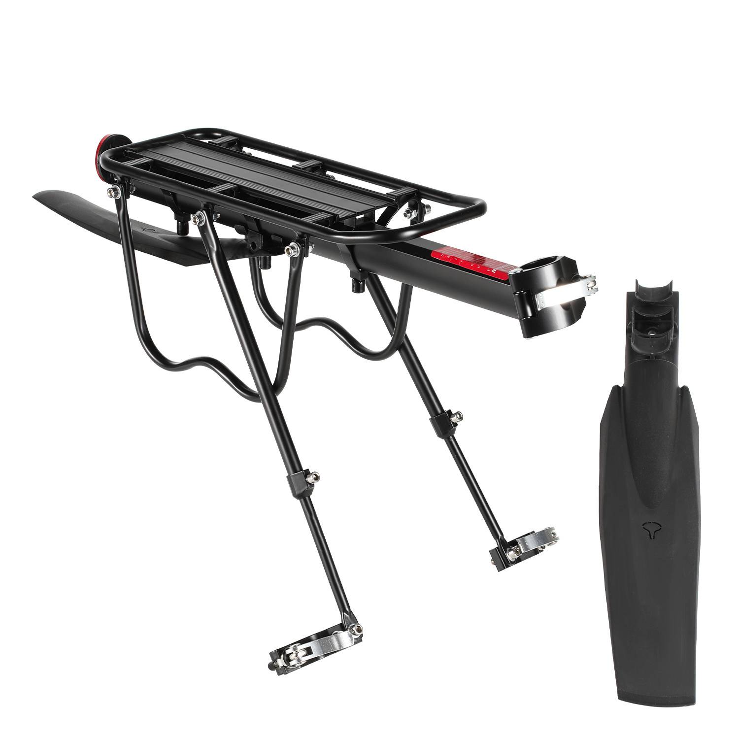 Verstellbarer Fahrrad Gepäckträger mit Reflektor und Schutzblech, bis 50 kg belastbar, für 24-29 Zoll MTB, Alu