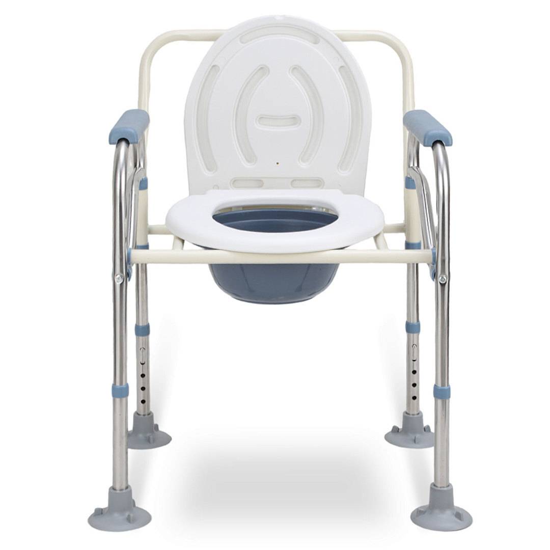 Toilettenstuhl Höhenverstellbar WC-Stuhl mit Toiletteneimer, Antirutschenden Dusch Nachtstuhl Badehilfen Duschstuhl für Senioren und Behinderte Pers