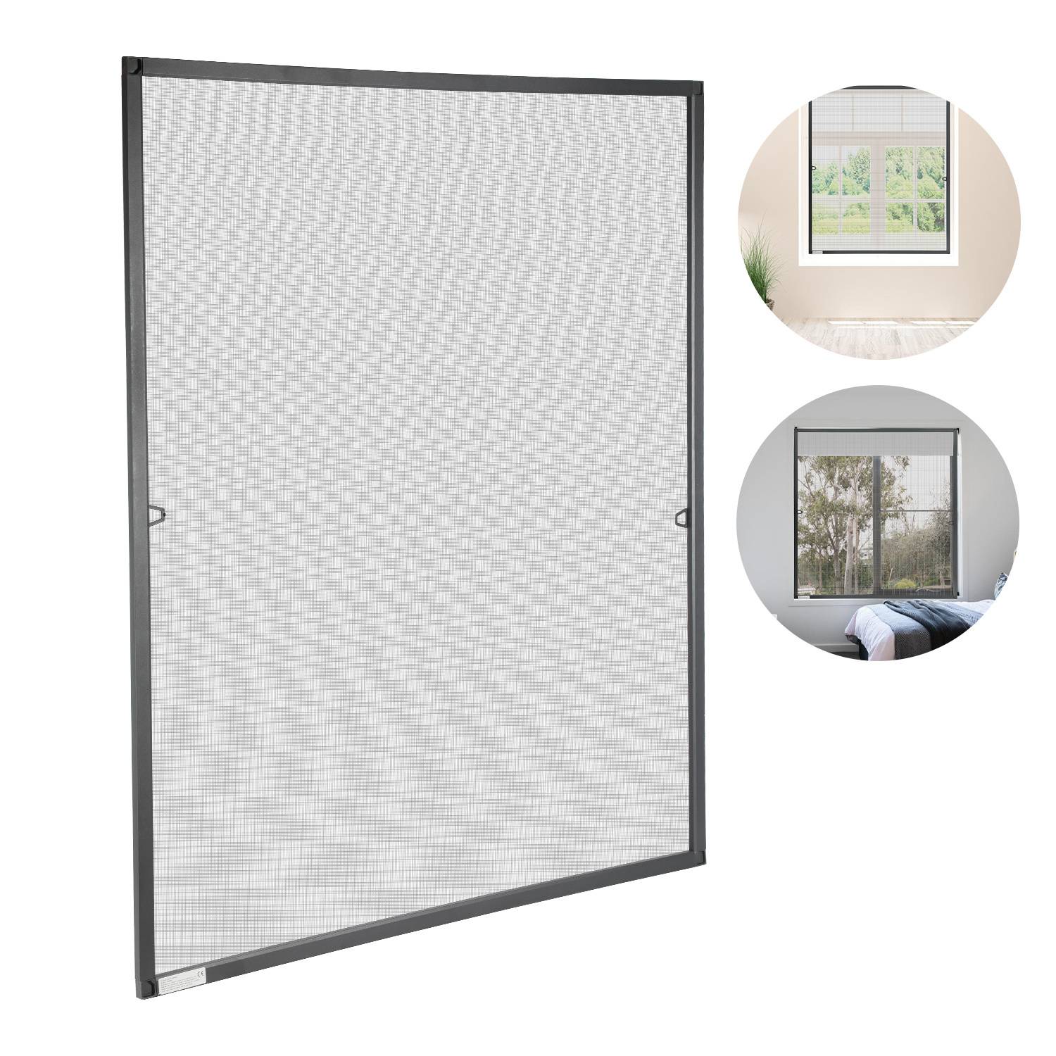 Fliegengitter Insektenschutz Fenster 80 x 100 CM Alurahmen Mückenschutz Insektenschutzgitter Ohne Bohren Mückengitter Anthrazit