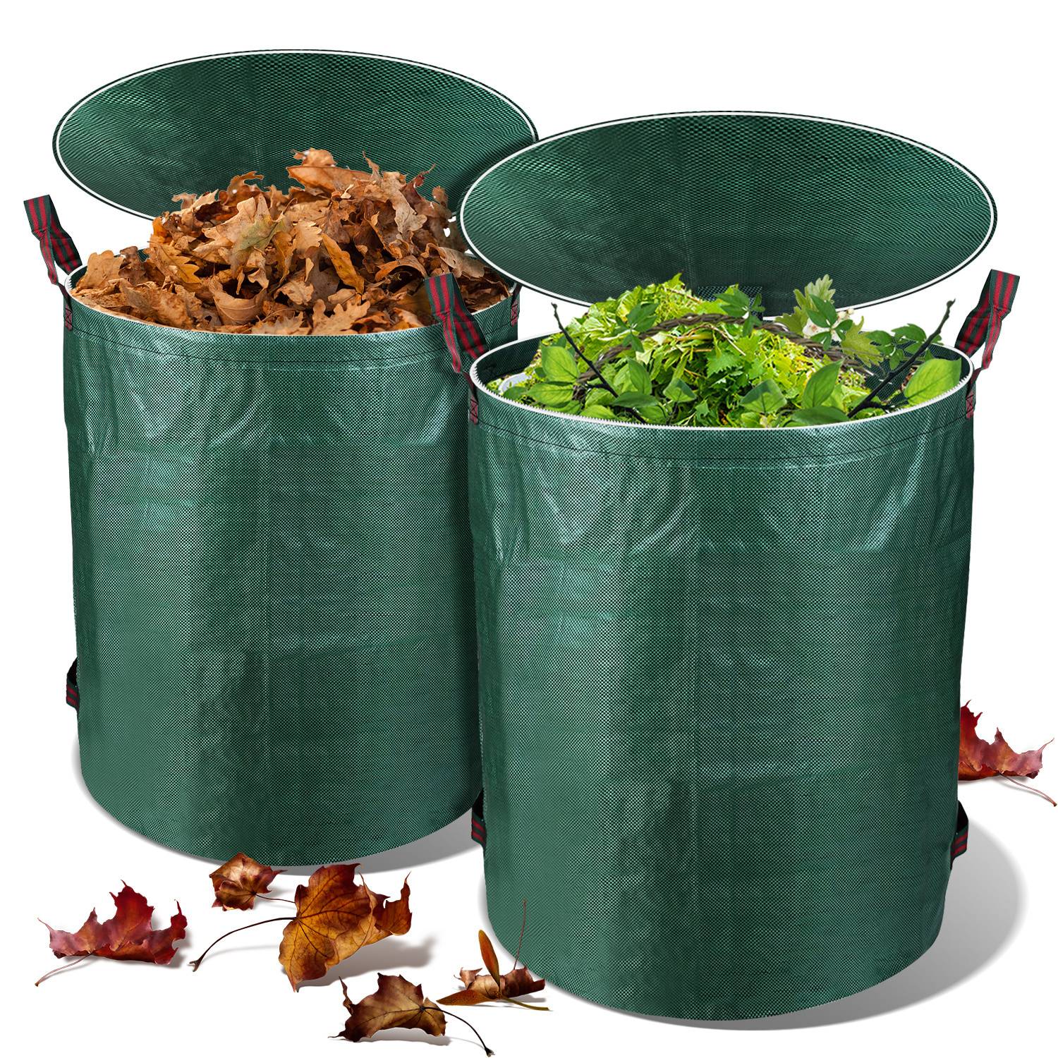 Gartensack mit Deckel 2X 272L Laubsack Gartenabfallsack XXL Garten Tasche Rasensack mit Griffen Reißfest Wiederverwendbar