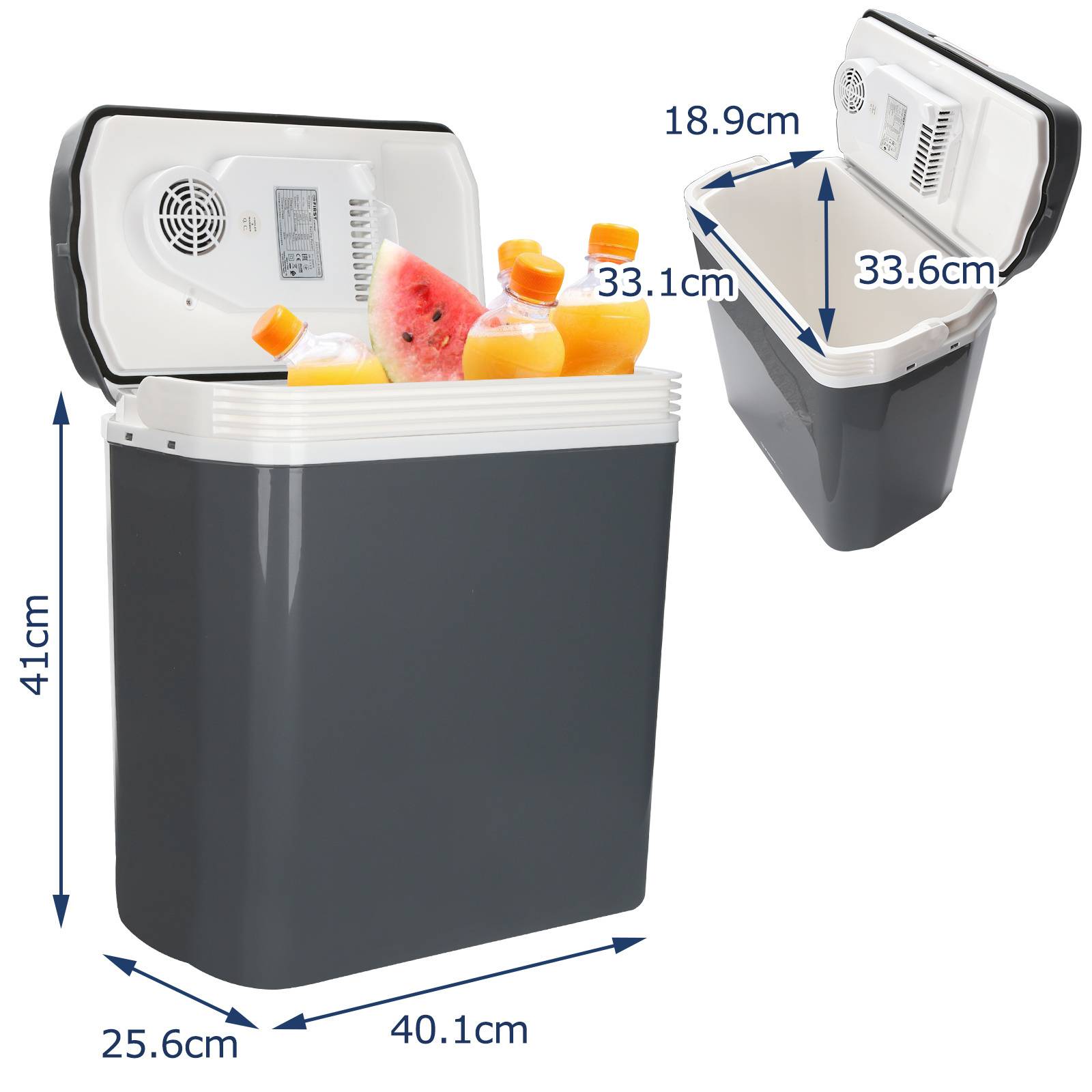 Bild einer blau-weiß gestreiften ausfahrbaren Markise mit gekennzeichneten Merkmalen: hochwertige Konstruktion, Aluminium-Rahmen und verstellbarer Winkel.