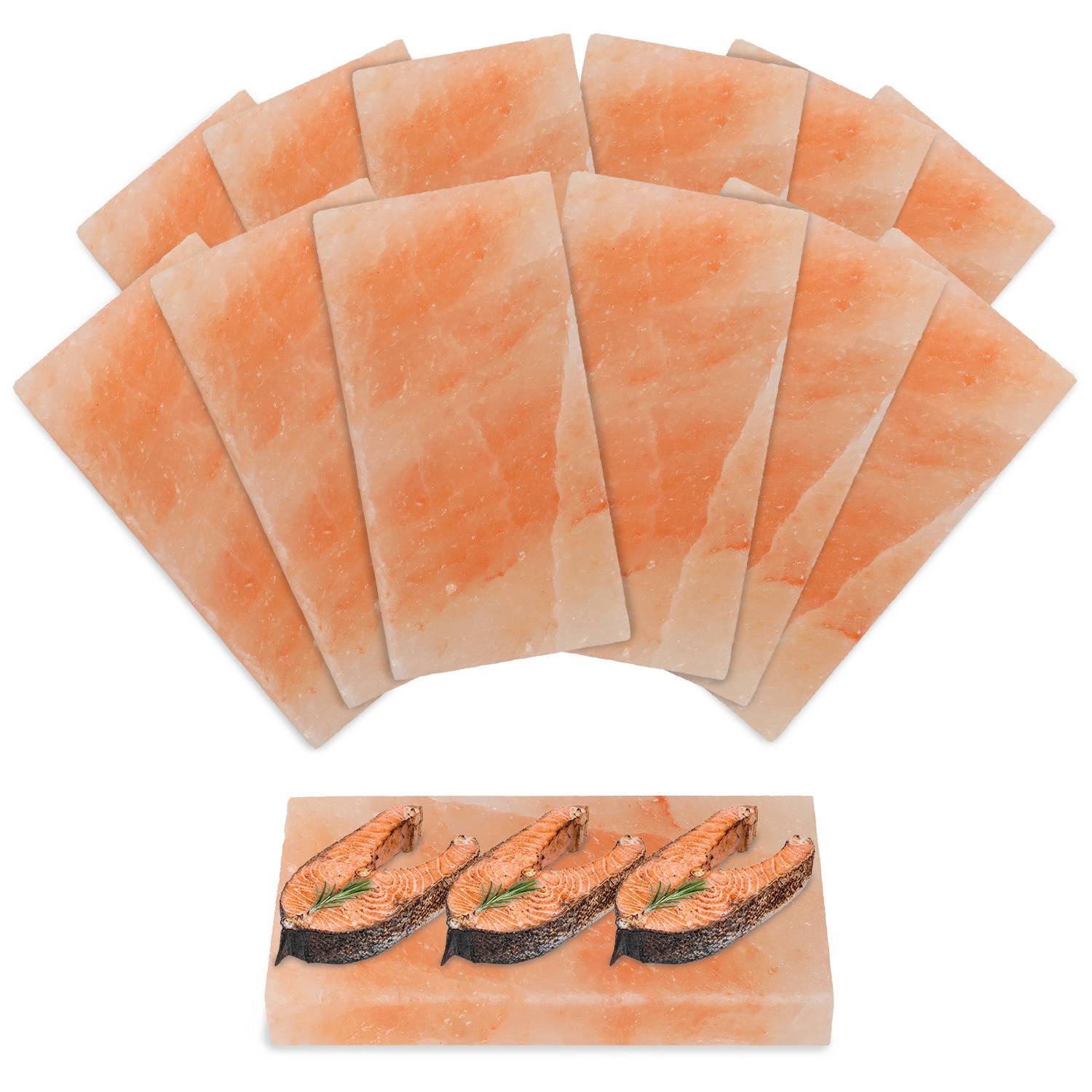 12x Grill Salzstein Himalaya Salzplatte 20x10x2,5cm Natur Salzfliese für BBQ Gasgrill & Backofen