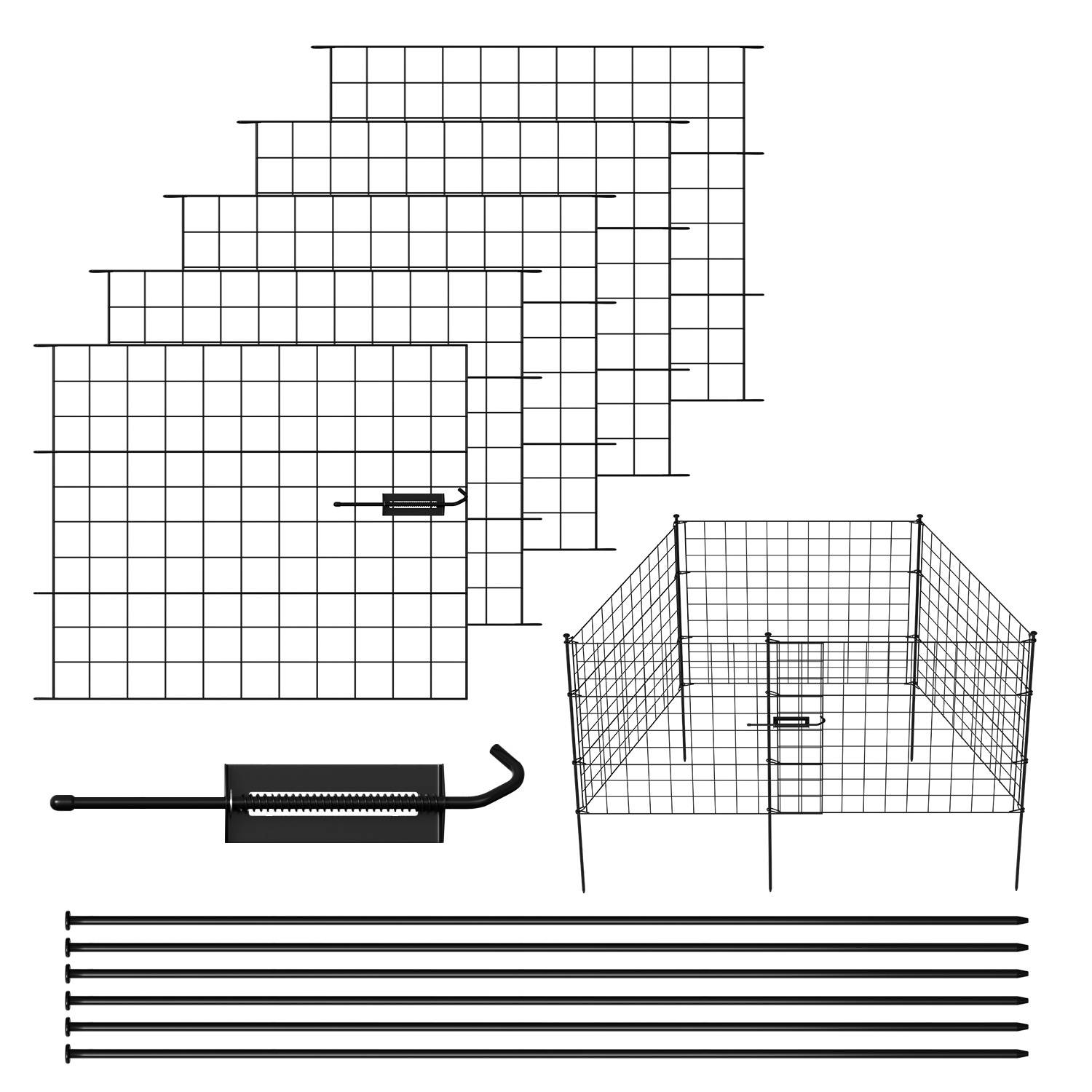 15X Teichzaun Metallzaun Zaunelementen Unterbogen Garden Gartenzaun Gartentor Zaun Gerade Schwarz