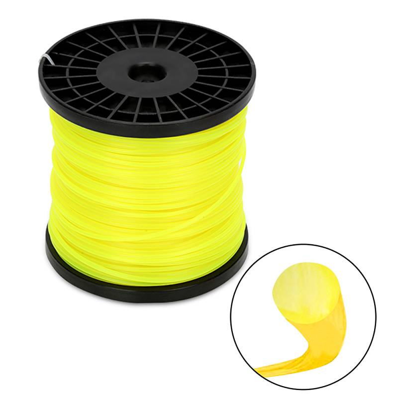 Eine Spule leuchtend gelbes 3D-Druckfilament, ordentlich aufgewickelt. Der Inset zeigt eine Nahaufnahme der glatten Textur des Filaments.