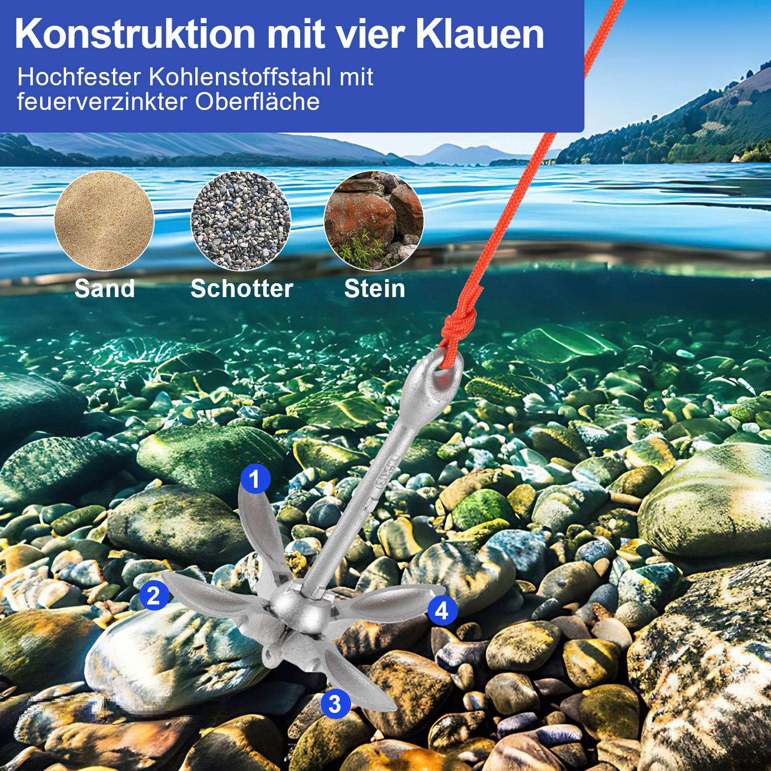 „Konstruktion mit vier Klauen