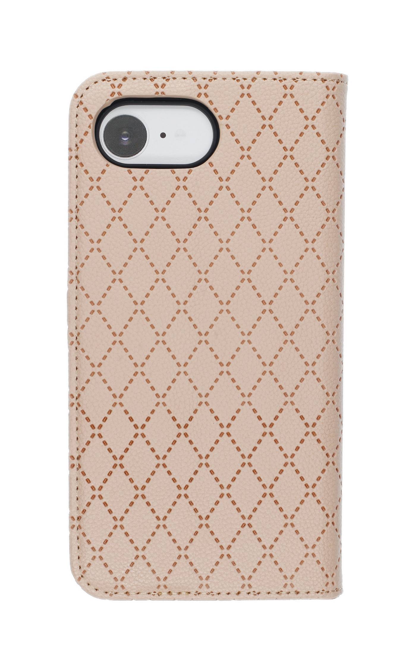 Ein beige Handycover mit einem Rautenmuster-Design.