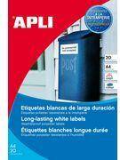 APLI Langlebige weiße Etiketten mit blauem Briefkastendesign. Text in Englisch, Spanisch, Französisch. Zum Organisieren und Beschriften.