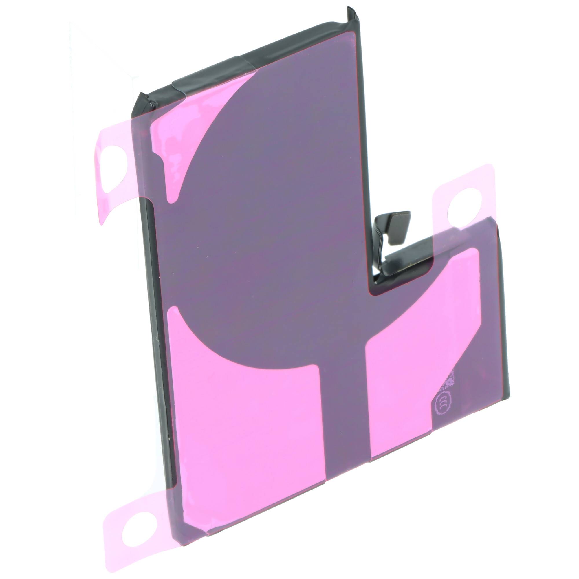 Ein rosa Batterie-Klebstreifen für ein Smartphone, entwickelt, um die Batterie sicher im Gerät zu halten und gleichzeitig ein einfaches Entfernen zu ermöglichen.