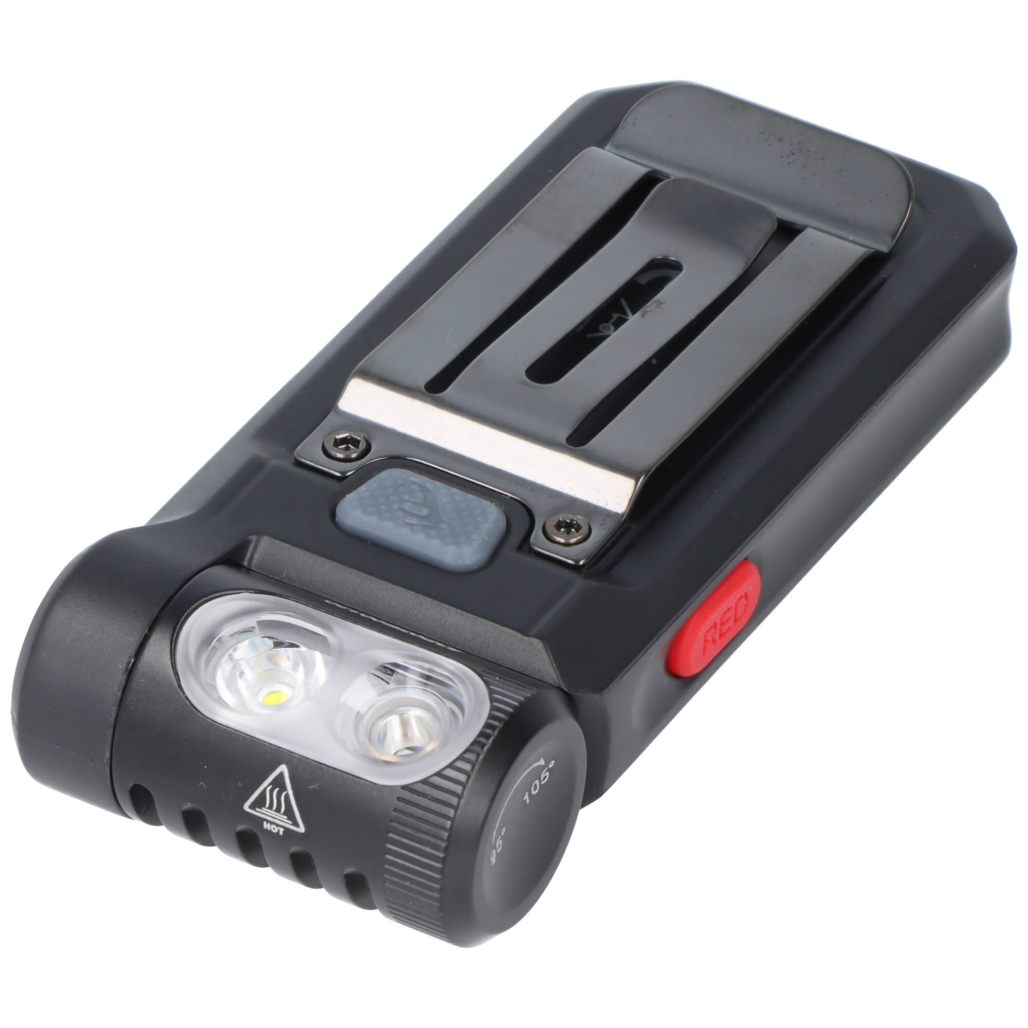 Fenix SW05R-RED LED-Taschenlampe, mit Rotlicht, Clip und Magnet, 200° verstellbarer Lampenkopf, wiederaufladbar