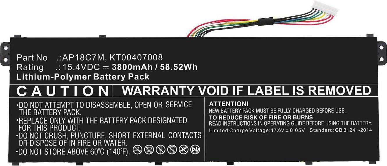 Batterie mit Etikett mit der Aufschrift „GARANTIE UNGÜLTIG BEI ENTFERNUNG DES ETIKETTS