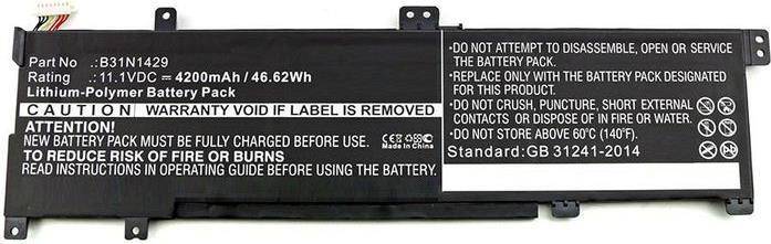 Batterieaufkleber mit Kapazität von 46,62Wh und Anweisungen: Nicht zerquetschen, durchstechen oder externe Kontakte kurzschließen. Hergestellt in China.
