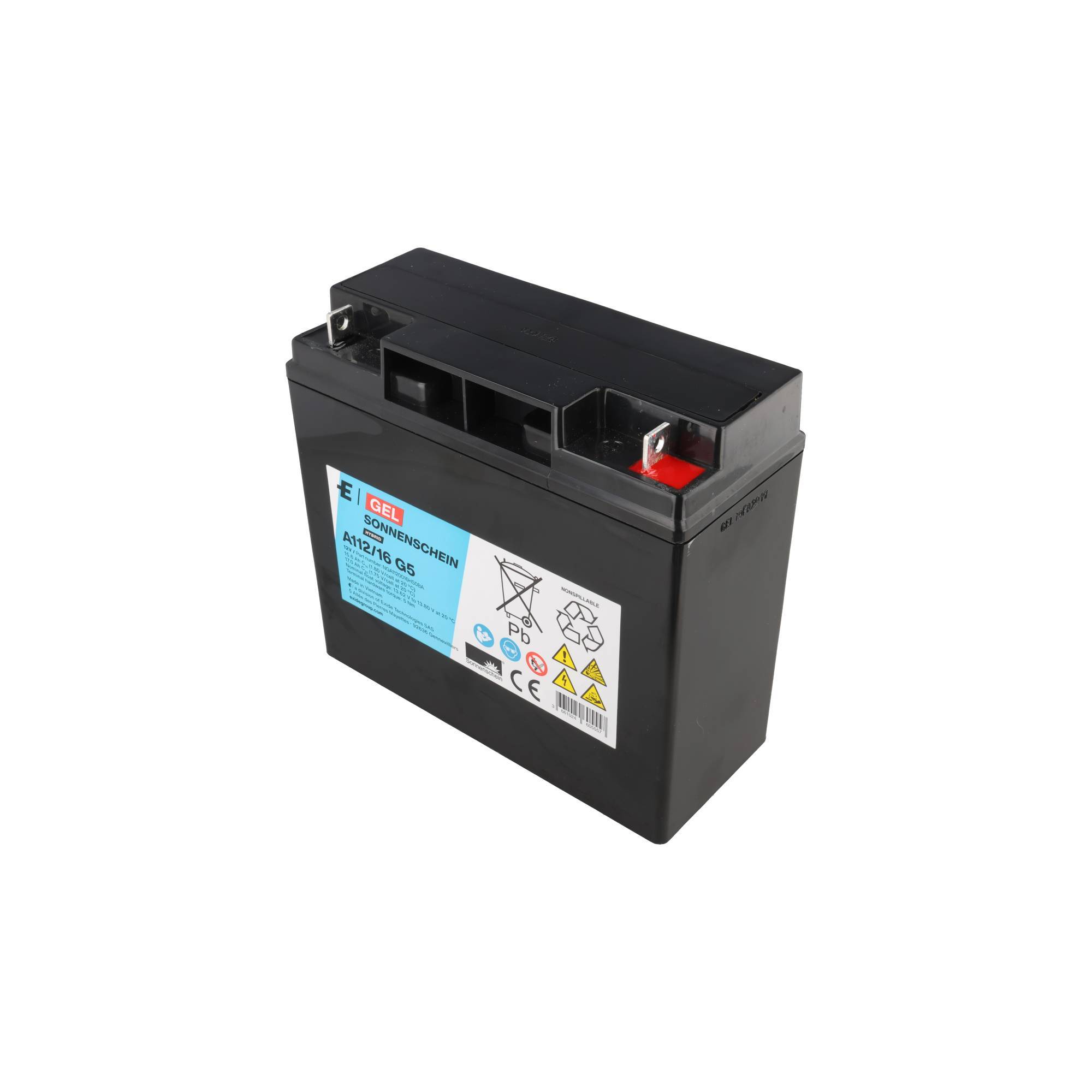 Sonnenschein Blei-Akku A112/16 G5 Gel – 12 V / 17 Ah Longlife VRLA Akku mit M5 Schraubanschluss