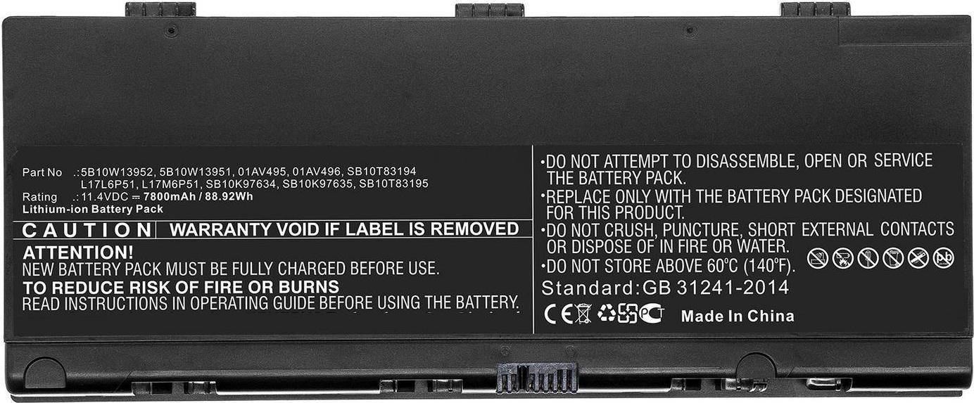 Batteriepack mit Warnkennzeichnungen zu korrekter Verwendung, Entsorgung und Handhabung. Beinhaltet Sicherheitsstandards und Warnung vor Etikettenentfernung.