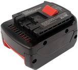 Ein schwarzes und rotes wiederaufladbares Batteriepack mit einem Stromanzeiger und Sicherheitswarnungen auf dem Etikett.