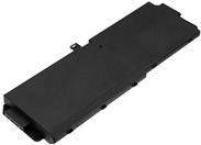 Ein schlanker, rechteckiger schwarzer Laptop-Akku mit Anschlussanschlüssen auf einer Seite, der zur Stromversorgung eines kompatiblen Laptop-Geräts verwendet wird.