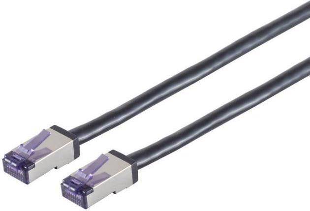 Zwei schwarze SATA-Kabel mit silbernen und violetten Steckverbindern an beiden Enden, verwendet für die Datenübertragung in Computerhardware.
