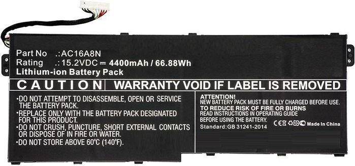 Ein schwarzes Batterieetikett mit weißem Text mit folgenden Details: „Akkupack vor der Montage entfernen. Garantie erlischt, wenn das Etikett entfernt wird.