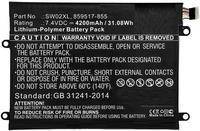Lithium-Polymer-Akku: 4200mAh, 31.08Wh, 7,4VDC. Warnung: Nicht quetschen, durchstechen oder Feuer/Wasser aussetzen. Unter 60°C (140°F) lagern.