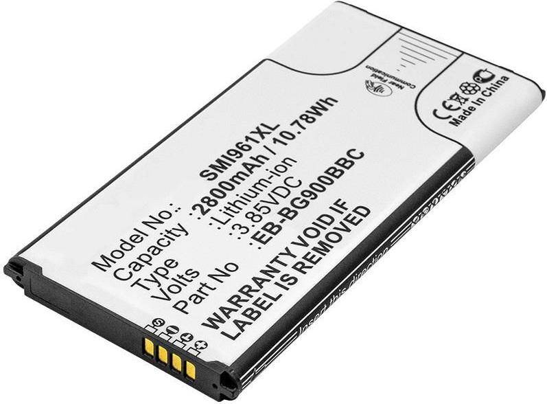Ein rechteckiger Silber-Lithium-Ionen-Akku mit Modellnummer „SMI961-XL