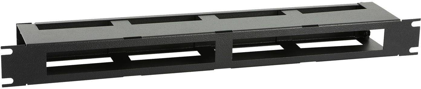 Ein schwarzes, rechteckiges Metallobjekt mit hohlem Inneren und strukturierter Oberfläche, möglicherweise eine Halterung oder Teil einer Industriestruktur.