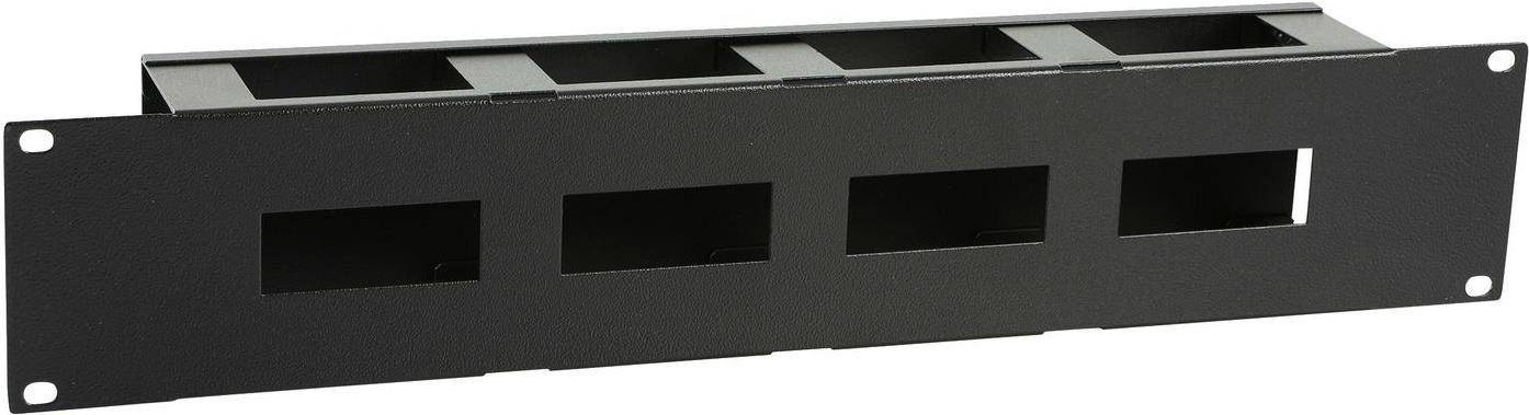 Ein metallischer Behälter mit zwei rechteckigen Aussparungen auf einer Seite.