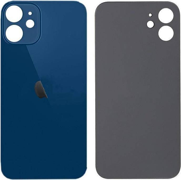 Zwei Smartphone-Hüllen: eine blaue mit Kameraausschnitt, eine graue mit Kamera- und Sensorausschnitten.
