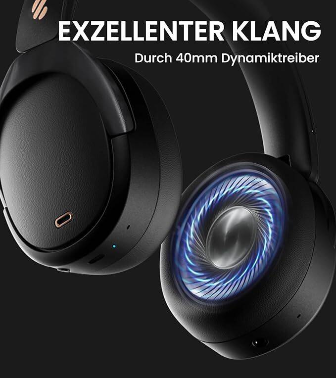Edifier WH950NB Hybrid Active Noise Cancelling Kopfhörer -Hi-Res Audio, 55H Playtime mit Faltbarer drahtloser Over-Ear Bluetooth V5.3 Kopfhörer - Sc