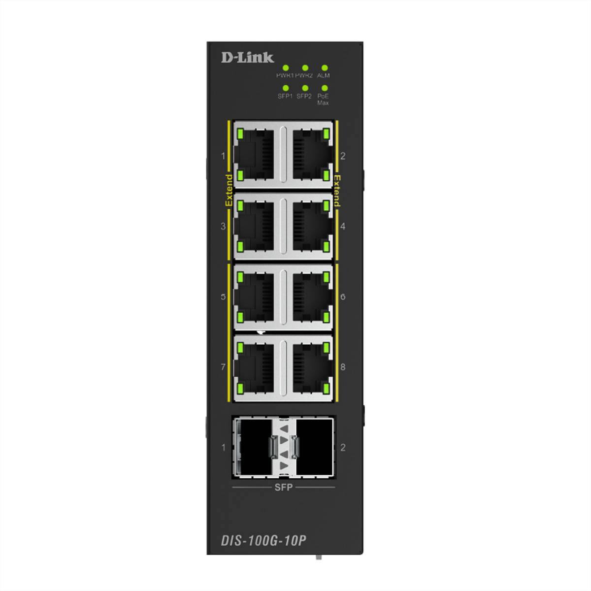 D-Link DIS-100G-10P 10-Port Switch PoE+ Industrial Gigabit 2x 2,5G SFP+