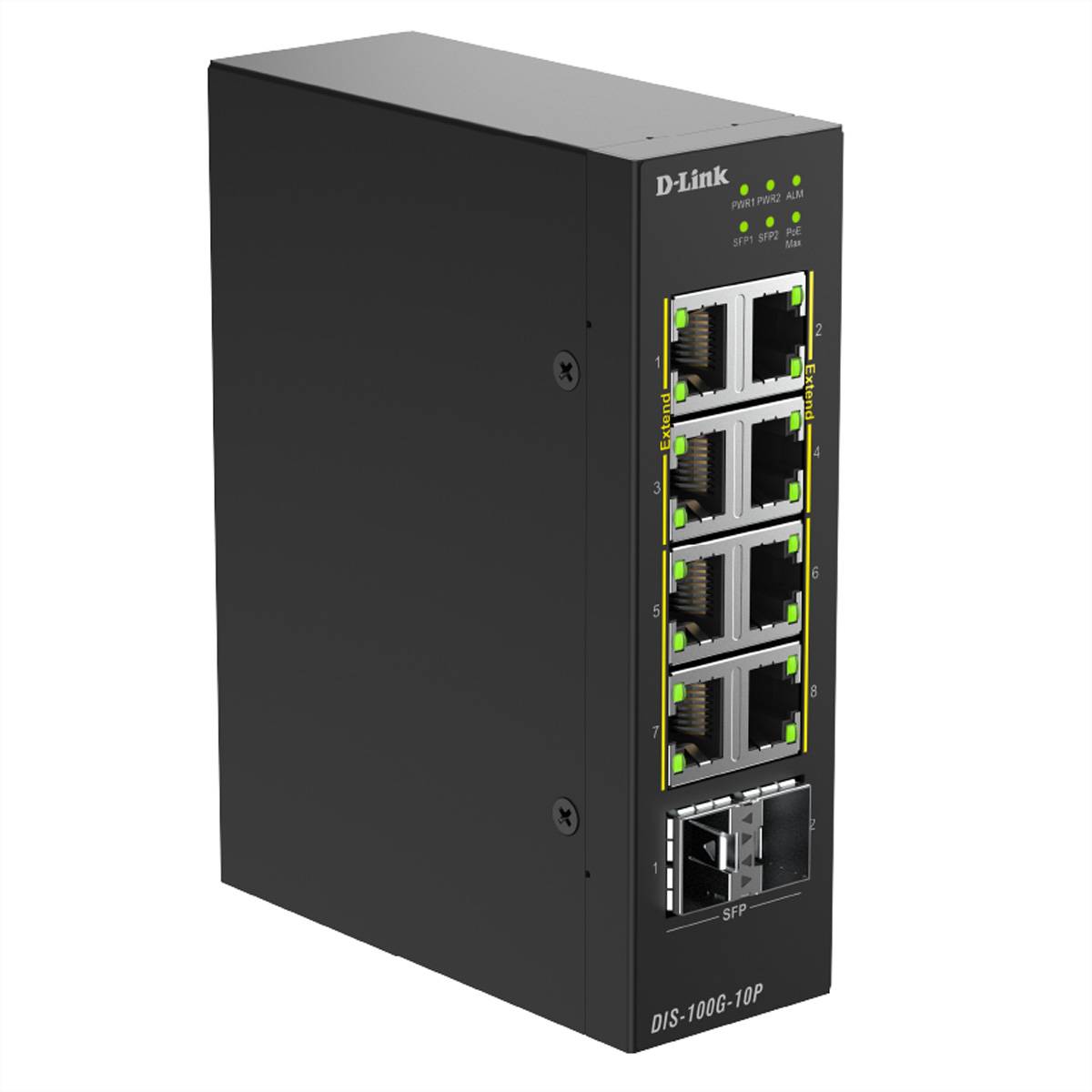 D-Link DIS-100G-10P 10-Port Switch PoE+ Industrial Gigabit 2x 2,5G SFP+