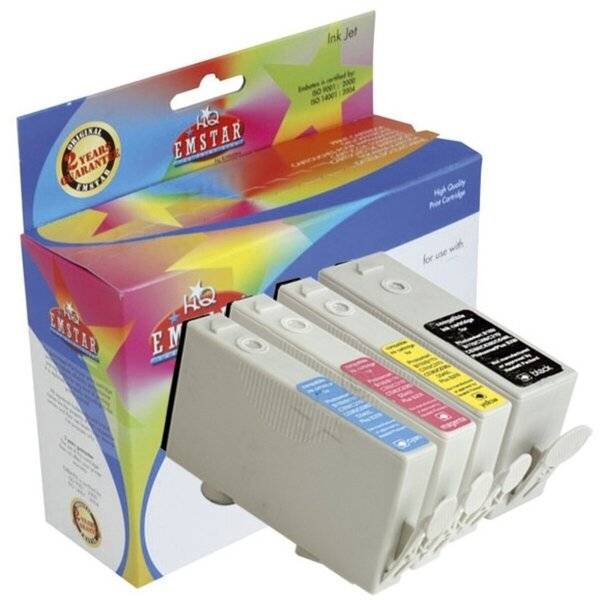 Vierfarbiger Tintenpatronen-Set mit Einzelhandelsverpackung, gekennzeichnet für die Verwendung mit Epson-Druckern