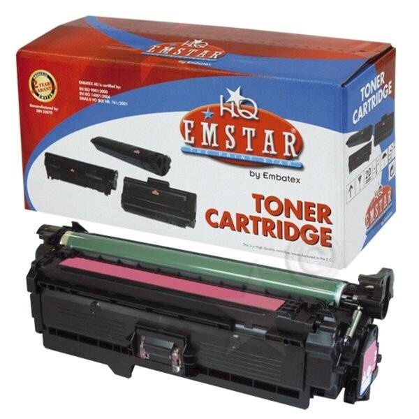 EMSTAR Tonerpatrone für einen Drucker, gezeigt mit ihrer Produktschachtel, die den Markennamen und Abbildungen der Patrone anzeigt.