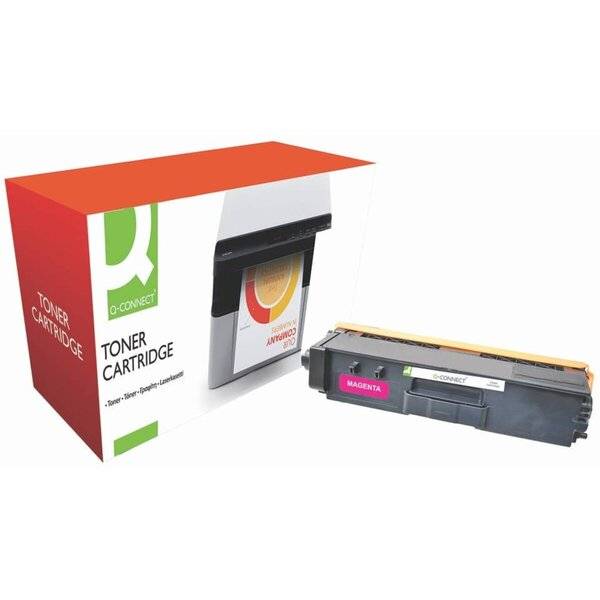 Toner-Patronen-Produktbox und eine separate Magenta-Druckertoner-Patrone auf weißem Hintergrund.