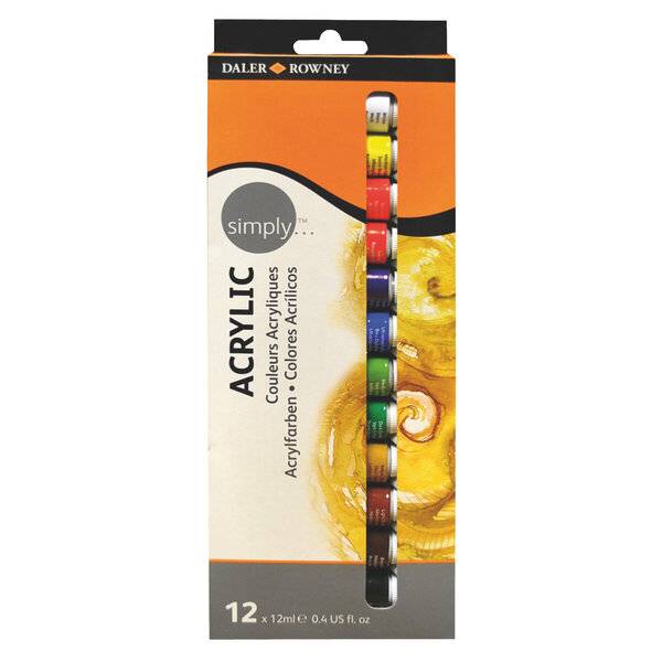 Acrylfarbe Set - 12x 12 ml sortiert.