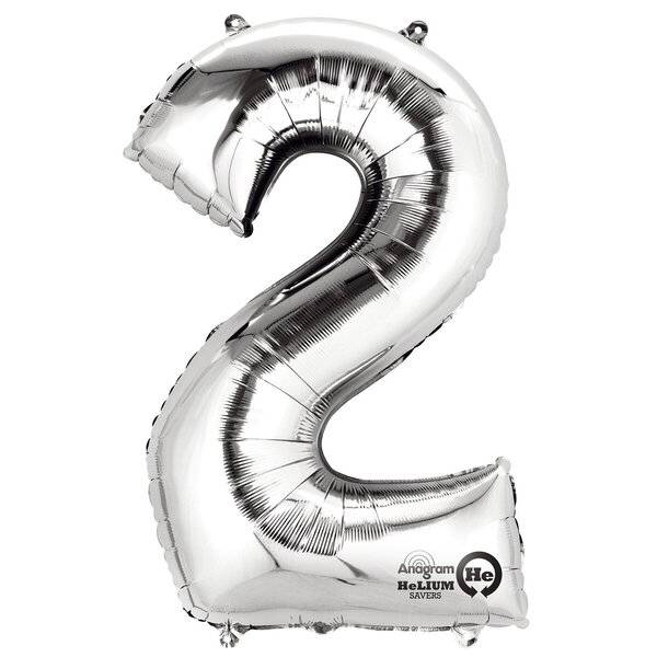 Folienballon Zahl 2 - silber.