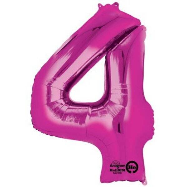 Folienballon XXL Zahl 4 - rosa.