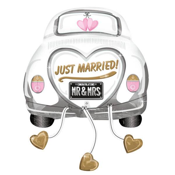 Folienballon Hochzeit Auto Just married - 58 x 79 cm.